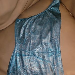 Damaged One Shoulder Light Blue Bodycon Dress